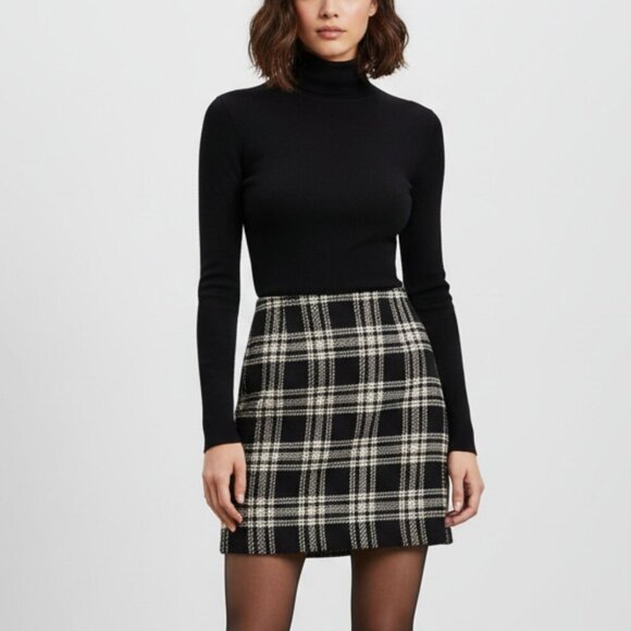 Talbots Petites Plaid Wool Blend Mini Skirt 14P - Picture 1 of 8